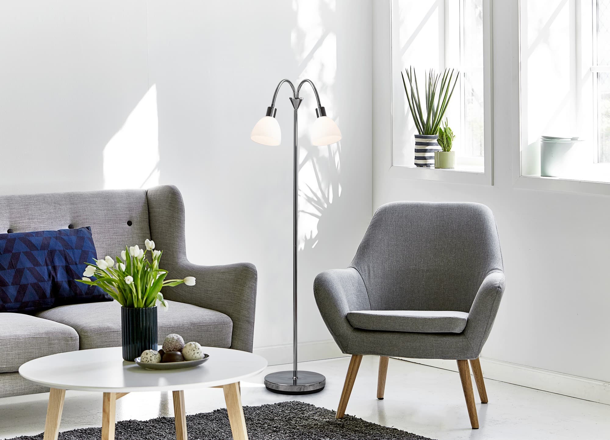 Ray Double | Floor lamp | Chrome